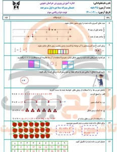 نمونه سوالات امتحانی ریاضی سوم ابتدایی