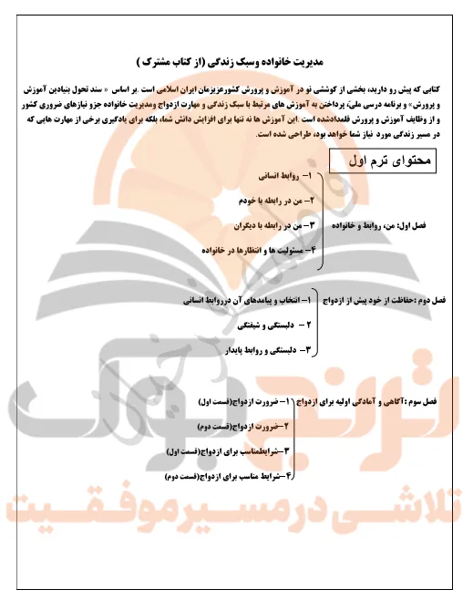 جزوه مدیریت خانواده دوازدهم تجربی، ریاضی و انسانی