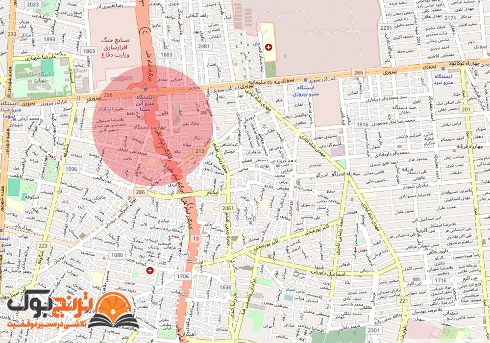 لوکیشن پانسیون مطالعاتی دخترانه خیابان پیروزی تهران